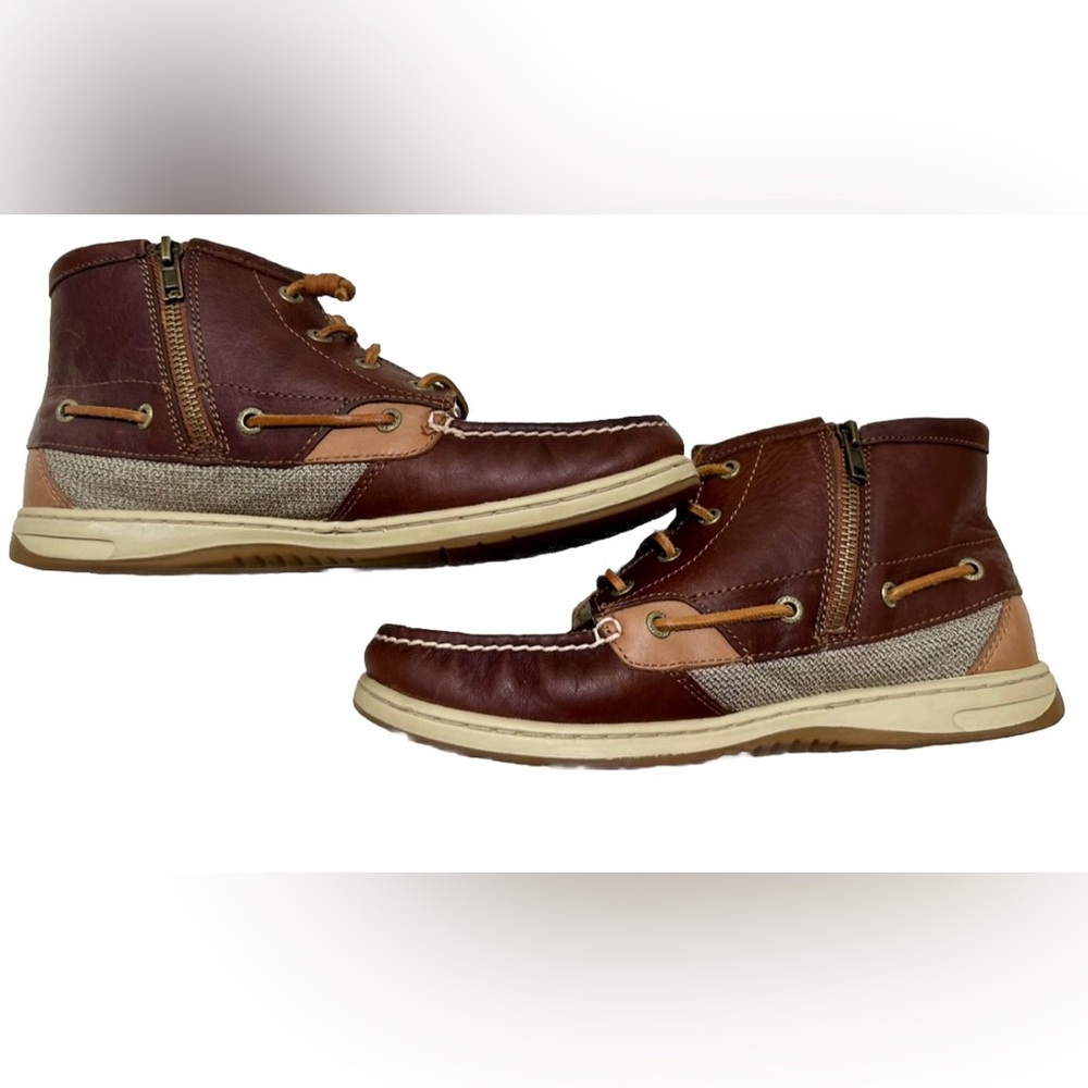 Sperry Topsider Womens Brown Leather Booties-Size 10